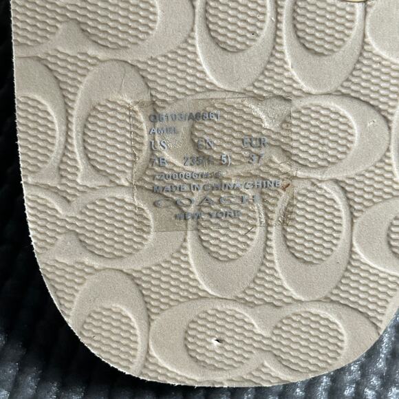 Coach Amel Flip Flops Womens 7B Beige Signature Logo Print Rubber Vacation - Picture 10 of 12